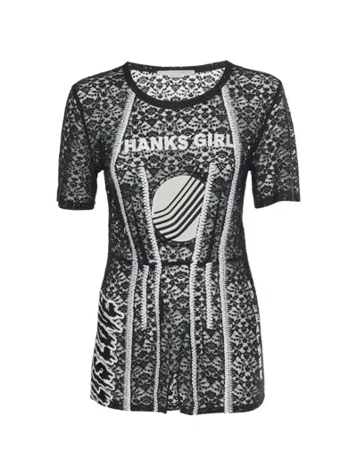 Pre-owned Stella Mccartney Lace Graphic-print T-shirt In Black