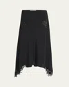 Stella Mccartney Lace Handkerchief Midi Skirt In Black