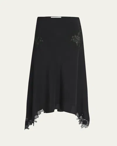 Stella Mccartney Lace Handkerchief Midi Skirt In Black