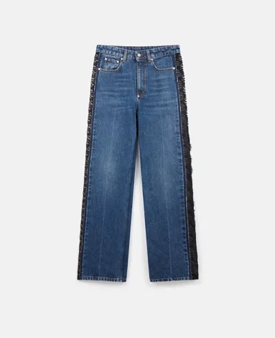 Stella Mccartney Lace High-rise Straight Leg Jeans In Vintage Wash Blue Denim