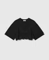Stella Mccartney Lace Insert Cropped T-shirt In Black