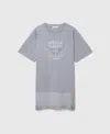 Stella Mccartney Blue Lace-insert Graphic T-shirt Minidress In Gray