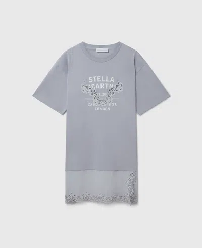 STELLA MCCARTNEY LACE-INSERT GRAPHIC T-SHIRT DRESS