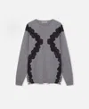 Stella Mccartney Lace-detailed Knitted Mini Dress In Gray Mélange