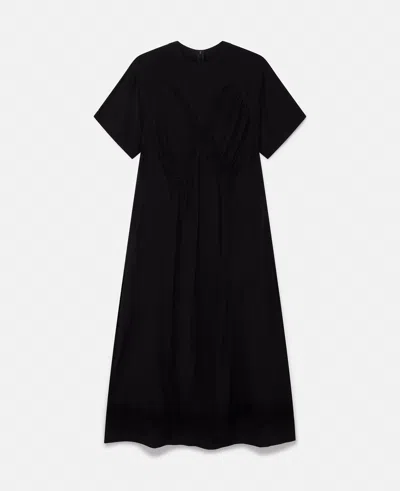 Stella Mccartney Lace Insert Short Sleeve Maxi Dress In Midnight Black