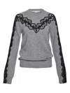 Stella Mccartney Lace-insert Wool Sweater In Gray