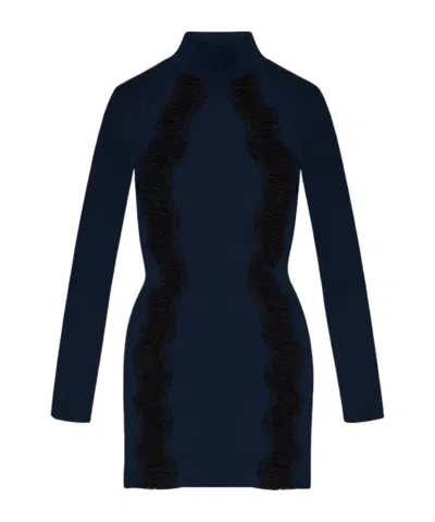 Stella Mccartney Lace Inserts High-neck Mini Dress In Black