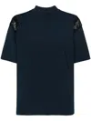 Stella Mccartney Lace-inserts High-neck T-shirt In Blue