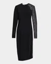 Stella Mccartney Lace-inset Long-sleeve Sheath Dress In Black