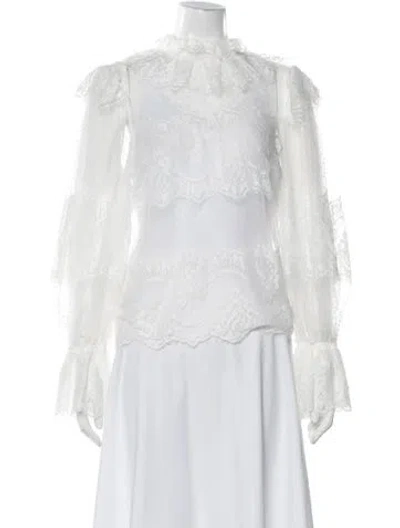 Pre-owned Stella Mccartney Lace Lace Pattern Blouse In White