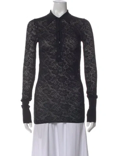 Pre-owned Stella Mccartney Lace Lace Pattern Polo In Black