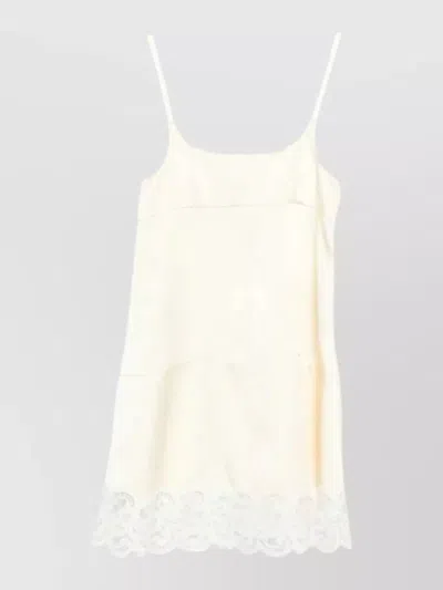 Stella Mccartney Lace Mini Dress Square Neckline Straps In Yellow
