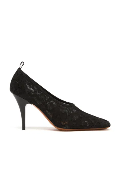 Stella Mccartney Lace On Mesh Pumps In Black