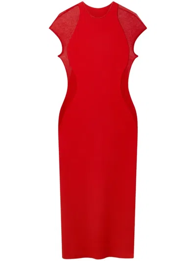 Stella Mccartney Miracle Short-sleeve Compact-knit Dress In Lipstick Red