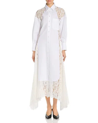 Stella Mccartney Lace Paneled Poplin Shirtdress In White