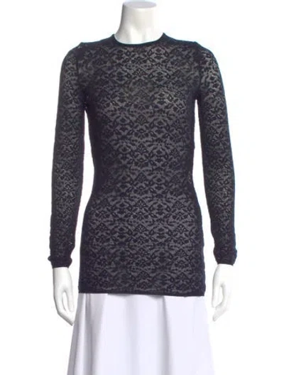 Pre-owned Stella Mccartney Lace Pattern Crew Neck Top In Blue