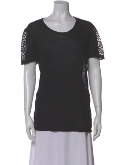 Pre-owned Stella Mccartney Lace Pattern Crew Neck T-shirt In Black