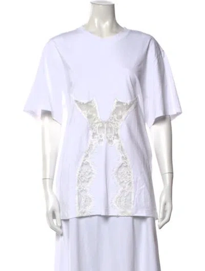 Pre-owned Stella Mccartney Lace Pattern Crew Neck T-shirt In White