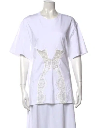 Pre-owned Stella Mccartney Lace Pattern Crew Neck T-shirt In White