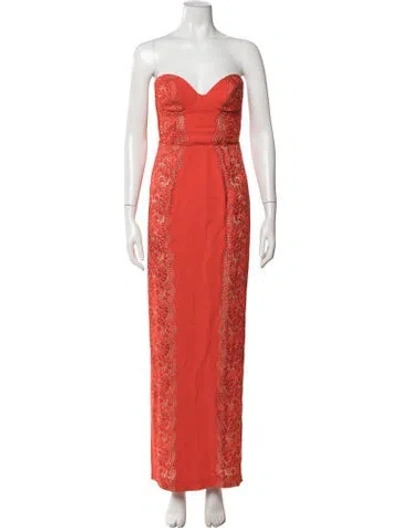 Pre-owned Stella Mccartney Lace Pattern Long Dress In Orange