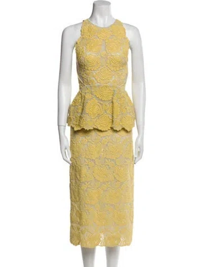 Pre-owned Stella Mccartney Lace Pattern Long Dress In Yellow