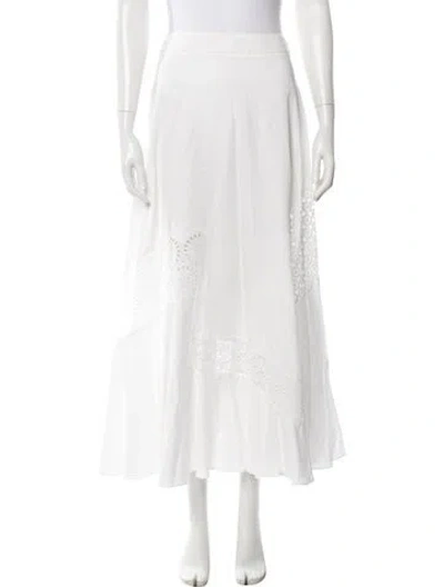 Pre-owned Stella Mccartney Lace Pattern Long Skirt In White