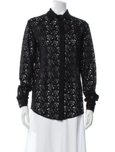 Pre-owned Stella Mccartney Lace Pattern Long Sleeve Blouse In Black