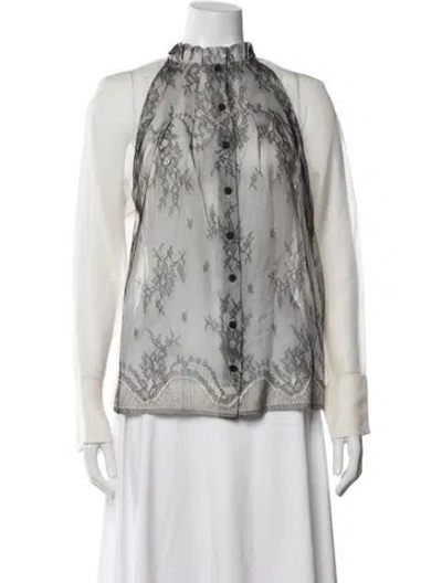 Pre-owned Stella Mccartney Lace Pattern Long Sleeve Blouse In Neutral