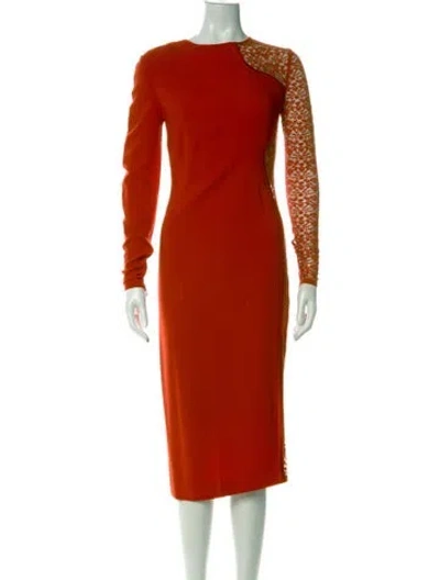 Pre-owned Stella Mccartney Lace Pattern Midi Length Dress In Orange