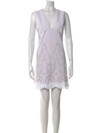 Pre-owned Stella Mccartney Lace Pattern Mini Dress In White