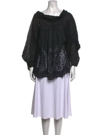 Pre-owned Stella Mccartney Lace Pattern Off-the-shoulder Blouse In Black