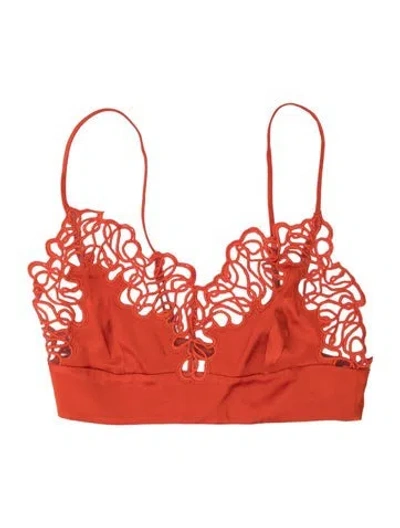 Pre-owned Stella Mccartney Lace Pattern Scoop Neck Sports Bra In Orange