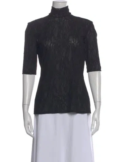 Pre-owned Stella Mccartney Lace Pattern Turtleneck Top W/ Tags In Black