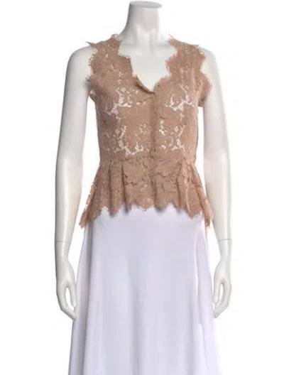 Pre-owned Stella Mccartney Lace Pattern V-neck Crop Top In Neutral