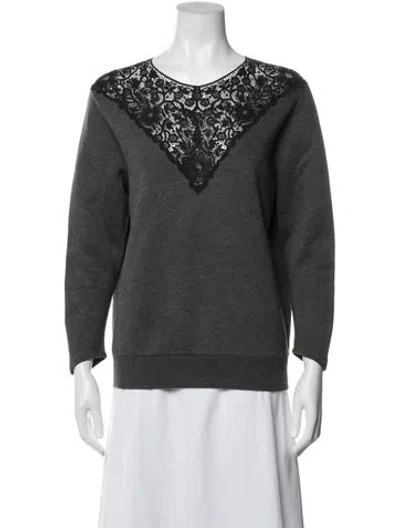 Pre-owned Stella Mccartney Lace Pattern V-neck Sweater In Gray