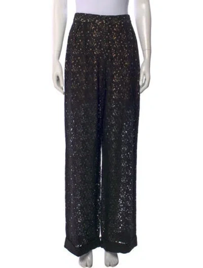 Pre-owned Stella Mccartney Lace Pattern Wide Leg Pants In Black