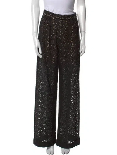 Pre-owned Stella Mccartney Lace Pattern Wide Leg Pants In Black