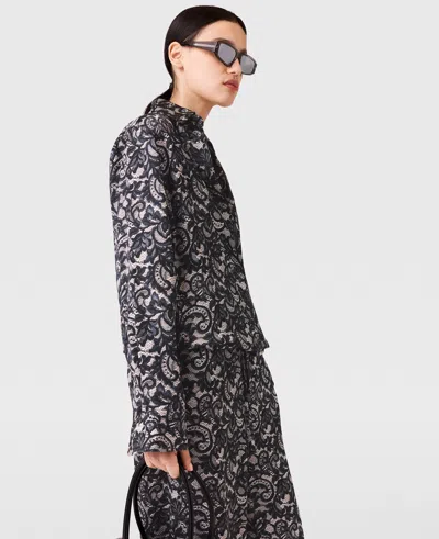 Stella Mccartney Lace Print Oversized Shirt In Black