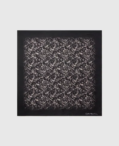Stella Mccartney Lace Print Square Scarf In Black