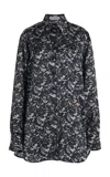 Stella Mccartney Lace-printed Jacquard Shirt In Black,white
