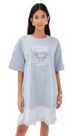 Stella Mccartney Blue Lace-insert Graphic T-shirt Minidress