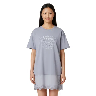 Stella Mccartney Lace Slip Jersey Dress In Gray