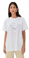 Stella Mccartney Lace-insert Graphic Boxy T-shirt In White