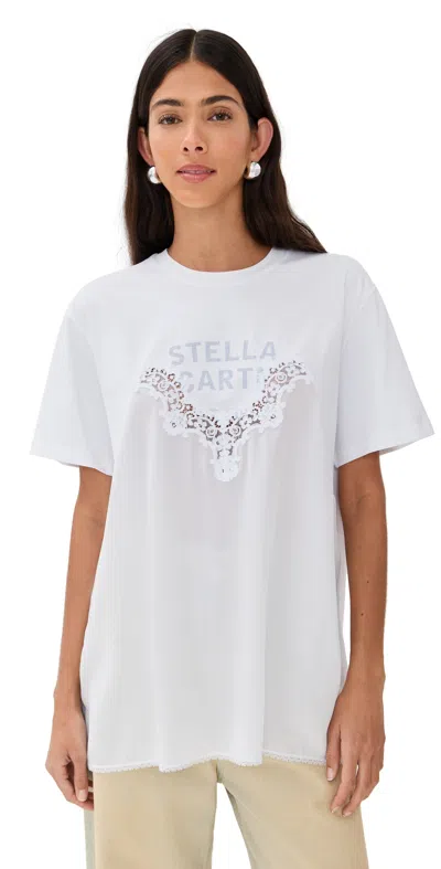 STELLA MCCARTNEY LACE SLIP JERSEY TEE PURE WHITE