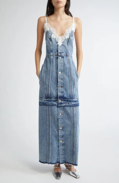 Stella Mccartney Lace Trim Denim Maxi Dress