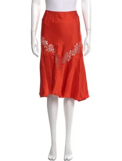 Pre-owned Stella Mccartney Lace Trim Embellishment Knee-length Skirt In Orange