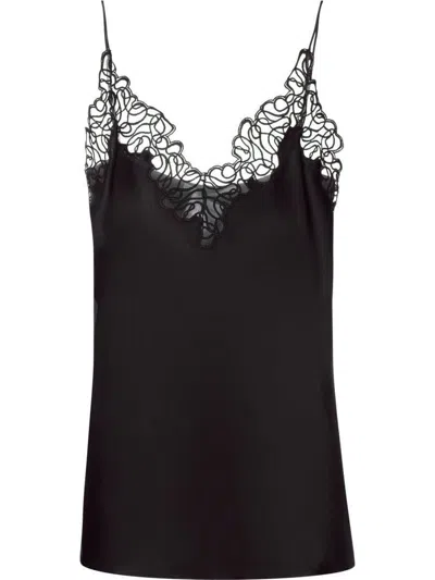 STELLA MCCARTNEY STELLA MCCARTNEY LACE-TRIM SATIN CAMI TOP BLACK