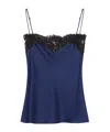 Stella Mccartney Iconic Lace Trim Satin Camisole In Blue