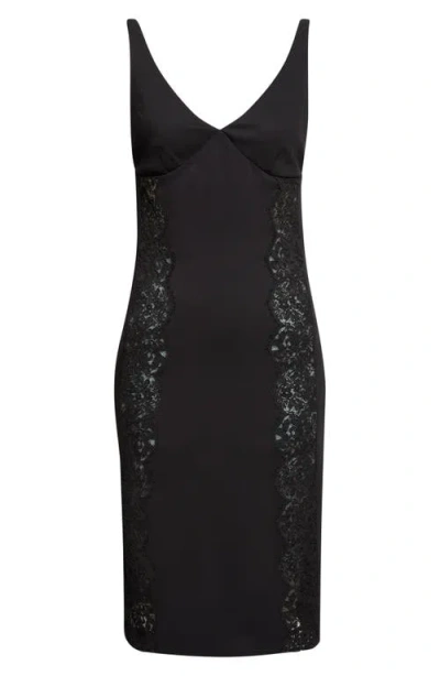Stella Mccartney Lace Trim Stretch Cady Cocktail Dress In Black