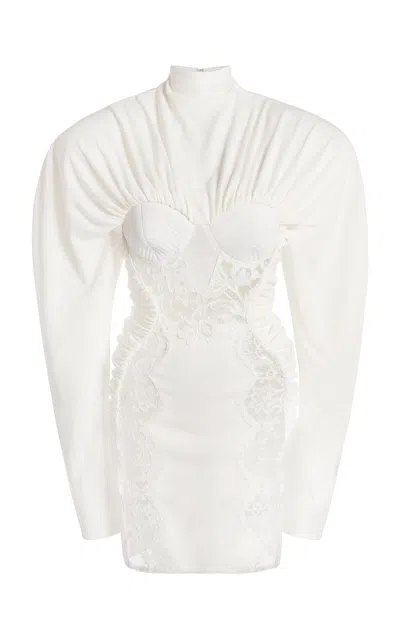 Stella Mccartney Lace-trimmed Crepe Jersey Mini Dress In White